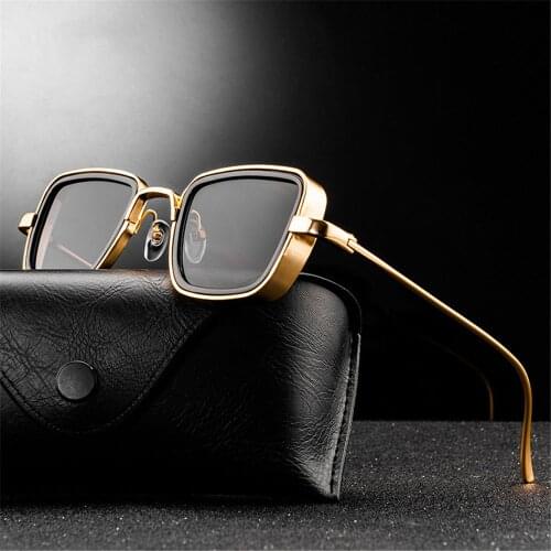 2021 New Vintage Metal Steampunk Sunglasses Men Women Retro Square Mens Sun Glasses Male Trendy Shades Eyewear UV400