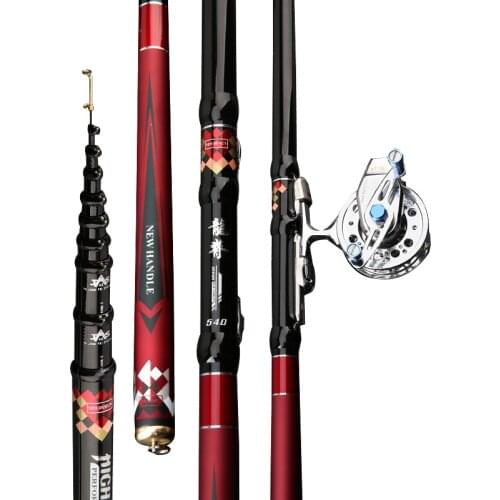4.5M5.4M6.3M7.2M New Carbon Fiber Telescopic Carbon Fiber Fishing Rod Power MH Ultra-Light Travel Casting Rotating Rod