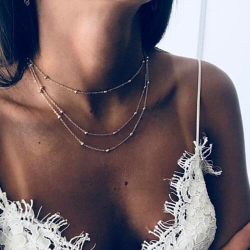 Initial Bead Chain Necklaces Multilayer Tassel Chain Necklaces Bohemian Style Necklace Women Jewelry Kpop Collares