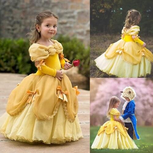 4-10 Years Snow White Princess Dress Fantasy Flower Role-play Clothes Halloween Carnival Snow Queen Costume Dress for Girls