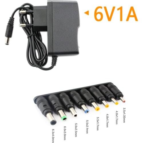 Supporting 8 different size connectors, 3.5mm x 1.35mm, 4.0mm x 1.7mm, 4.8mm x 1.7mm, 5.5mm x 1.7mm, 6V adapter power charger 1A