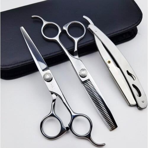 Professional Hair Scissors 6.0" 440C Cutting Shears Thinning Scissors Hairdressing Scissors Razor Combs haircut scissors set