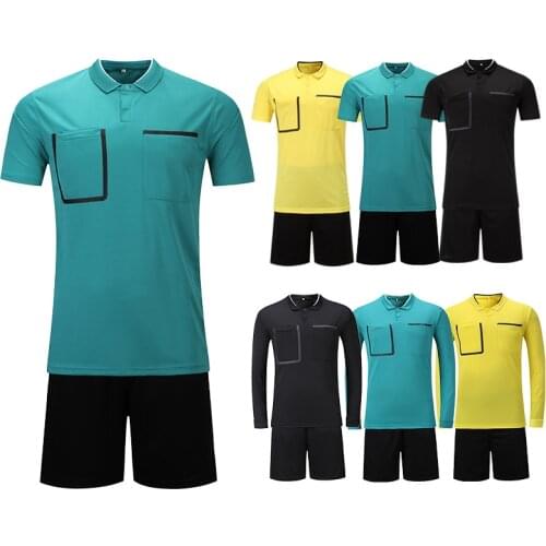 Professional Men Soccer Judge Sets Uniforms Football Sports Kit Clothing Referee Jerseys Shirts Shots Suit Breathable Quick Dry
