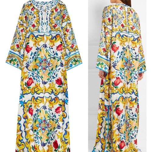 200*150cm/piece Colored blue and white porcelain digital copy silk stretch satin fabric for dress tissus telas tissu tela ткань