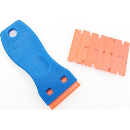 Blue Razor Scraper with 10 Safety Plastic Razor Blades Wallpaper Tools For Window Tint Vinyl Decal Sticker Glue Remover KDL-207