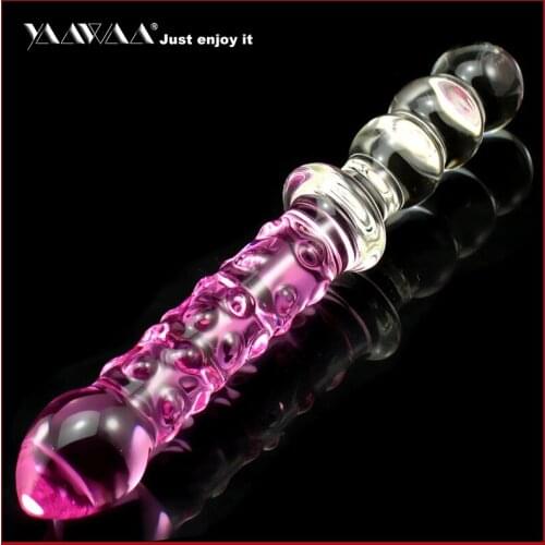 Glass dildo Anal Butt Plug Crystal Glass Female Male Toys with Plump Balls and Ultra Smooth Surface