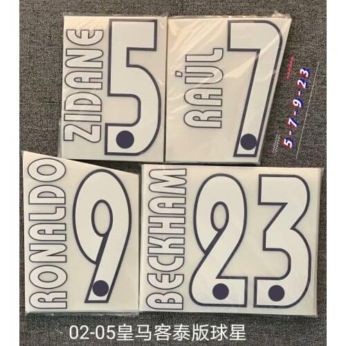 Super A Retro 2002-2005 Real Madrid away zidane ronaldo beckham number font print, Hot stamping patches badges
