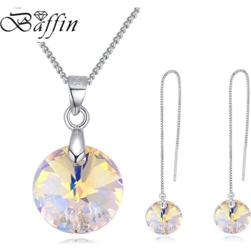 Baffin Original Crystals From Swarovski Wedding Jewelry Sets Round Pendants Necklace Long Earrings Women Party Accessories Gifts