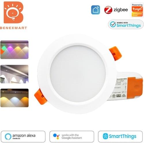 Benexmart ZigBee 3.0 Downlight RGBCW 3.5 Inch 12w Led Recessed Ceiling Light Support Alexa Google Home Smartthings App Control