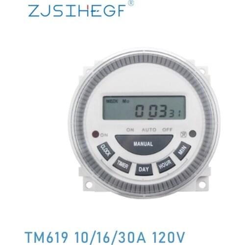 TM619 120V Timer Box Weekly Programmable Relay Digital Switch Laboratory Sprinkler with Waterproof Cover