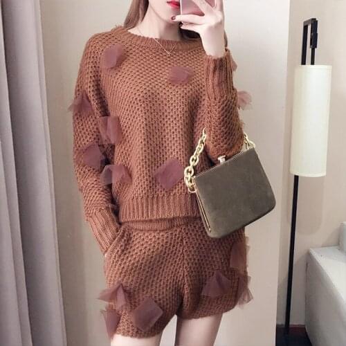 2 Piece Set Women 2020 Korean Fashion O-Neck Sweater With Shorts Set Women Outfits Two Piece Set ensemble femme jogging femme