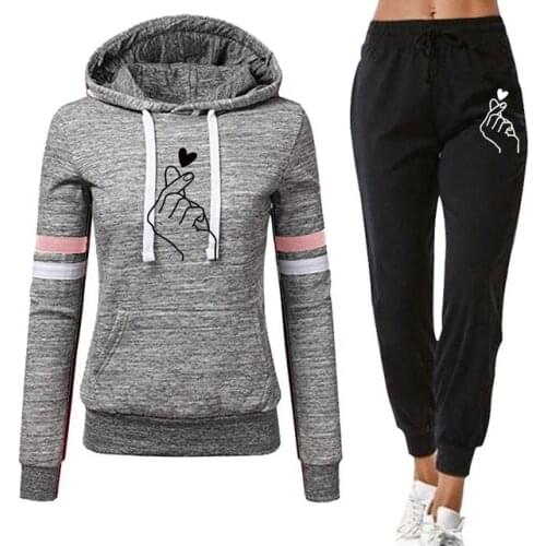 2021 Tracksuit Jacket Woman Two Piece Set Sweatshirts Long Sleeve Hoodie+Pants Female Outfits Autumn Winter Womens Clothing