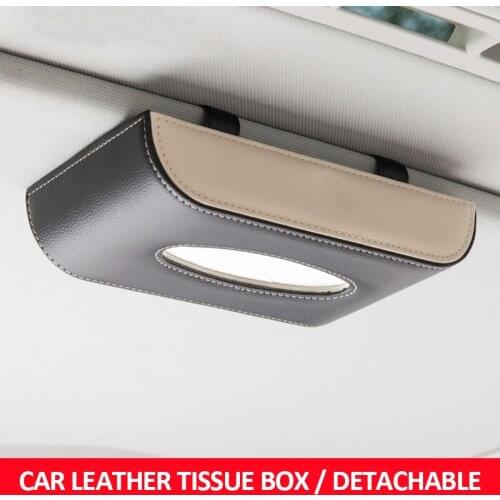 1 Pc Car Leather Tissue Box Towel Sets High Quality Armrest Center Console Sunroof Sun Visor Removable Tissue Box+1 Pack Tissue