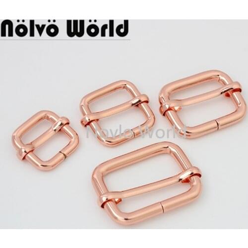 10-50pcs 6 colors 4 size 16mm 20mm 26mm 33mm Rose gold Slider buckle DIY Belt Ribbon Roll Buckle Strap Adjuster Tri-glide Buckle