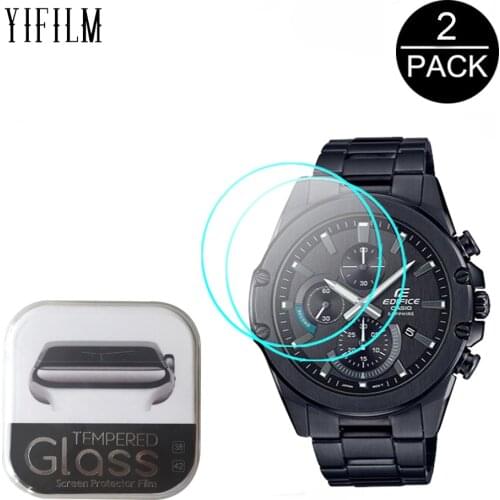2pcs 2.5D 9H Transparent Tempered Glass Screen Protector For Casio EDIFICE EFR-S567YDC 1AUPR EFR S567YDC Watch Protective Film