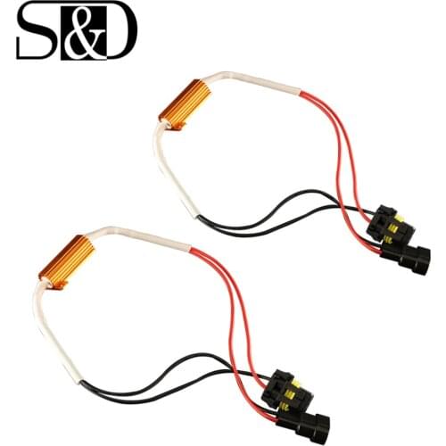 2pcs Car Resistor Canbus Cable 50W H4 H7 H8 H11 9005 HB3 9006 HB4 LED Bulb Decoder No Flickering Error Canceller Fix Blink Auto