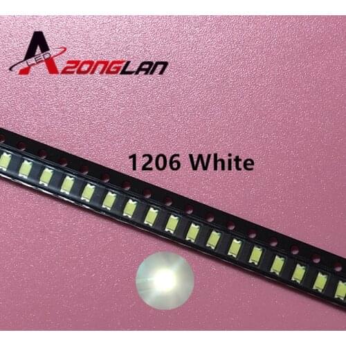 200/PCS SMD 1206 white Led 1206 smd white led Super bright Led light diode 5000-8000k 200-300mcd 3.0-3.6v