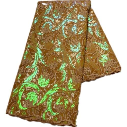 2021 High Quality African Tulle Lace Fabric Sequins Lace Nigerian African Fabric Embroidery Gauze Guipure Latest Prom Dresses