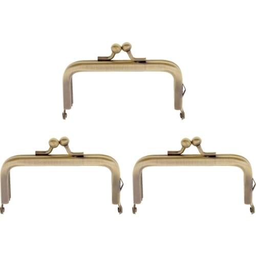 3 Pcs Purse Coin Frame Handle w/ Kiss Clasp Lock for Handmade Clutch Handbag Bag Parts Accessories Bag Lock