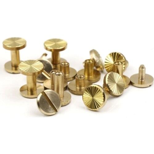 4/5/6/7/8/9/10MM 100%Pure Brass Button Stud Chicago Screws Rivet Screws Belt Buttons Studs Leather Craft DIY Head Diameter 10MM