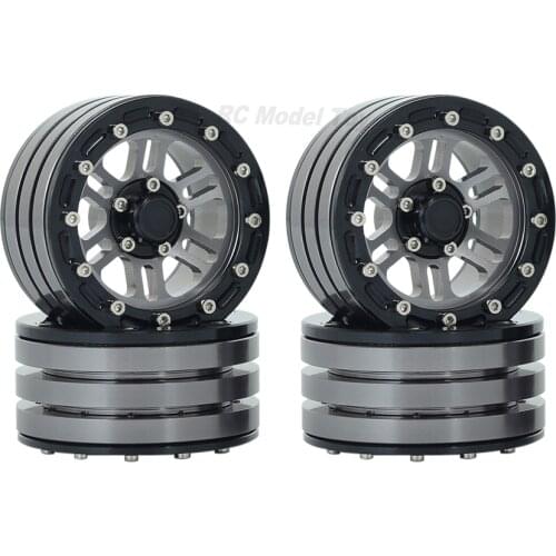 4pcs Metal Aluminum Alloy 1.9'' 6-Spokes Beadlock Wheels Rim Black for 1/10 RC Crawler Traxxas TRX4 Axial SCX10 Wraith