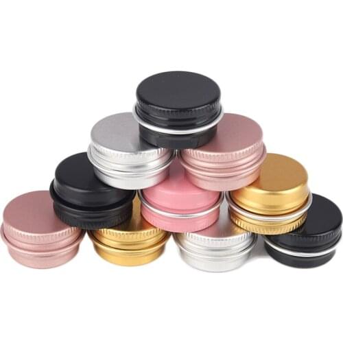50/100Pcs 15g Aluminum Metal Jar Cosmetic Container With Lid Refillable Face Cream Jar Pot Bottle Conditioner Tin Box