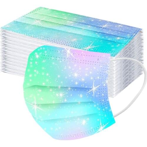 50PC Adult Faceshield Mouth Cover Skin Care Disposable Fashion Print Face Cover 3Ply Non-woven Ear Loop mascarilla mondkapjes