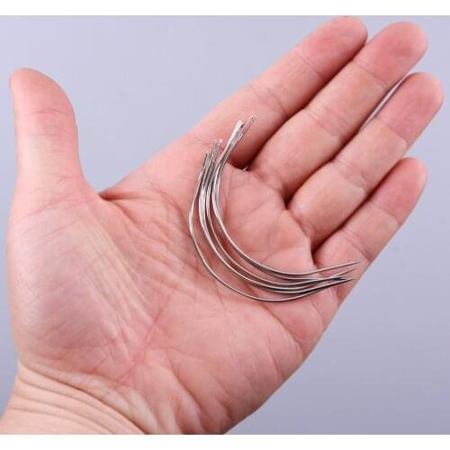 6pcs set 6cm Sewing Needles For Hair Extension Tool Ordinary C shapes Curved Needles Hair Weaving Thread