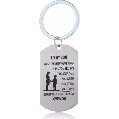 12PC/Lot Military Stainless Steel Keychain Family Keyring Mothers Mum Mom Love Son Jewelry Boys Children Kids Inspirational Gift