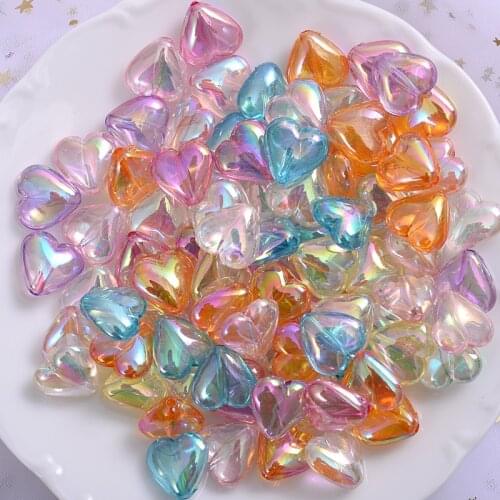 Fashion 10-50pcs/pack Colorful Transparent Ab Heart Shape Acrylic Beads Loose Spacer Beads For Necklace Diy Bracelet Accessories