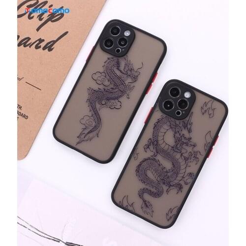 Artistic Dragon luxury Phone Case For iPhone 11 12 Pro Max Mini XS XR X 7 8Plus Matte Lens Protection Phone Cover Coque luxury