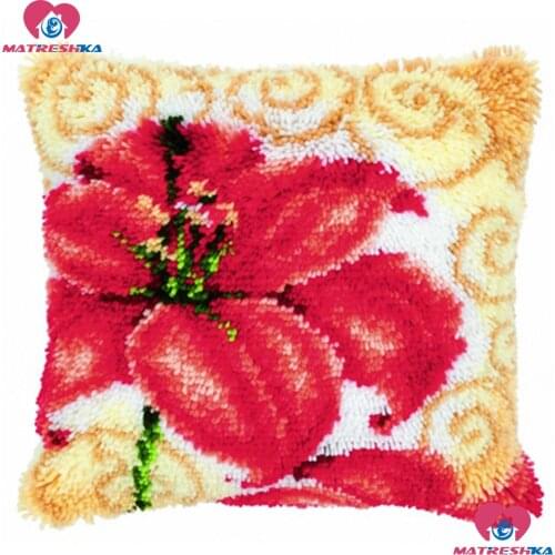 DIY Latch Hook Kits flower Pillowcase Embroidery Printed canvas 3d Pillowcase Crochet Hook kits Unfinished Handmade home decor