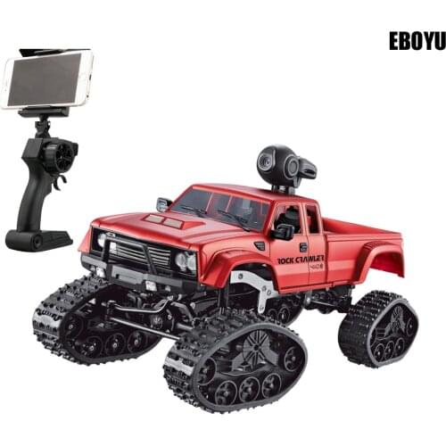 EBOYU FY002B+WiFi 2.4Ghz 1/16 4WD Snow Tires Truck Off-road RC Truck with Front Light WiFi FPV 0.3MP Camera Military Truck RTR