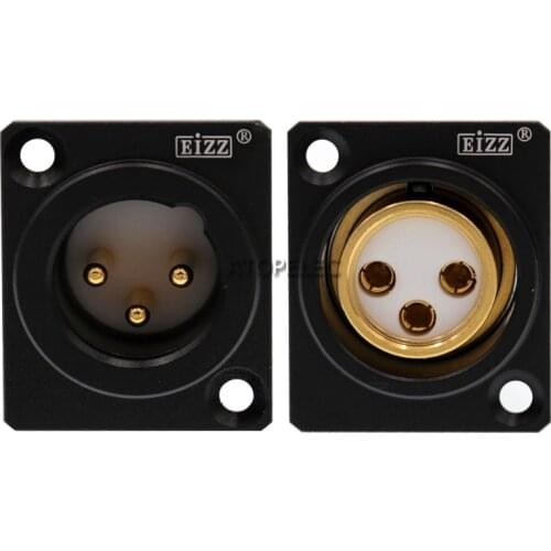EIZZ 3pin XLR Male / Female Socket MIC AMP CANNON Adapter HiFi Connector 24K Gold Plated Phosphor Bronze Copper