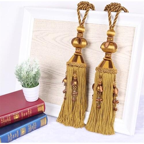 One pair tieback ball curtains exquisite european bean Ray ligature rope tassel hanging ear curtain buckle tie tape M294