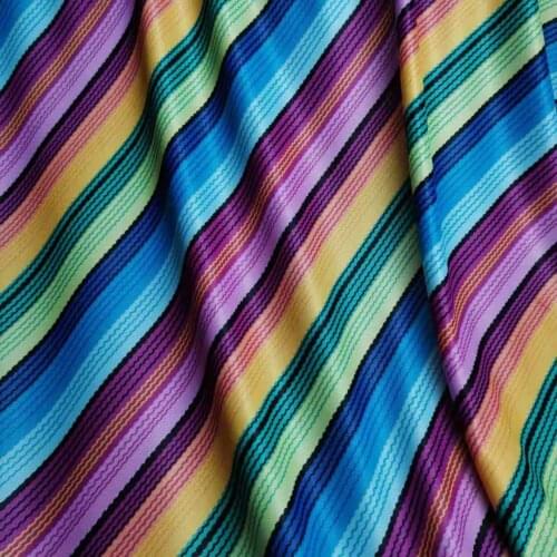 Stripe Print Polyester Stretchy Fabric Swimwear Material 1 Yard