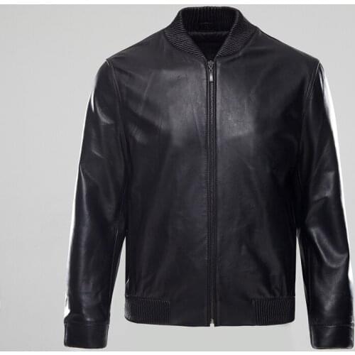 Factory 2020 New Mens Black Casual Genuine Leather Jacket Real Thin Sheepskin Russian Leather Coats S-XXL FREE SHIPPING