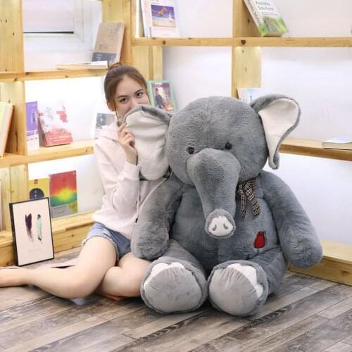 Giant plush Elephant toys Grey Stuffed Big flappy ears Long plush elephant Animal toys for Children Christmas gift for Children