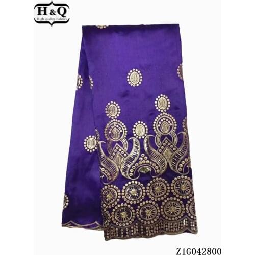 H&Q Raw Silk George Wrappers African George Fabric 2021 Nigerian Lace Sequin Fabrics With Blouse For Wedding Party Dress 5 Yards