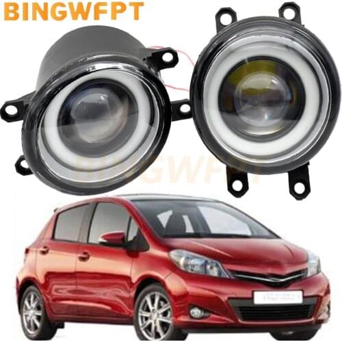 2 PCS Angel Eye Fog Light For Toyota Yaris 2006-2014 Car H11 Front Fog Light Assembly Halo Ring Daytime Running Lamp