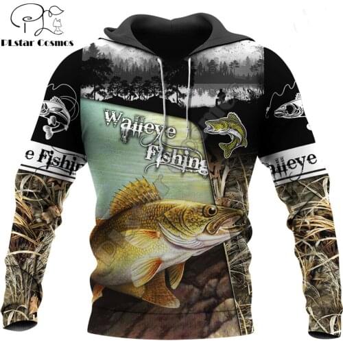 Walleye Fishing Camo 3D All Over Printed Men Deluxe Hoodie Clothes Unisex Sweatshirt Zip Pullover Casual Jacket Tracksuit KJ327