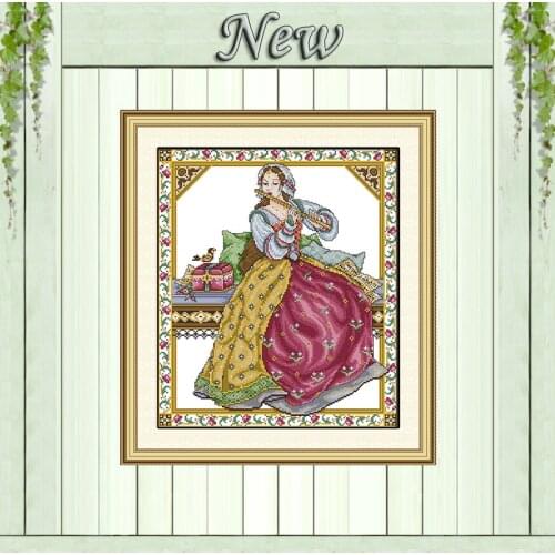 Solo girl beauty lady diy paintings counted printed on canvas needlework embroidery Sets DMC 11CT 14CT Cross Stitch kits Chinese