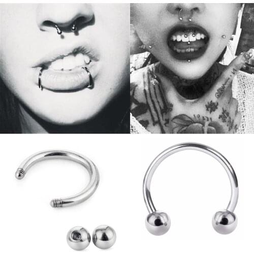 2pcs/set Stainless Steel Horseshoe Piercing Circular Nostril Nose Ring Hoop Lip Nipple Eyebrow Rings Pircing Nariz Body Jewelry