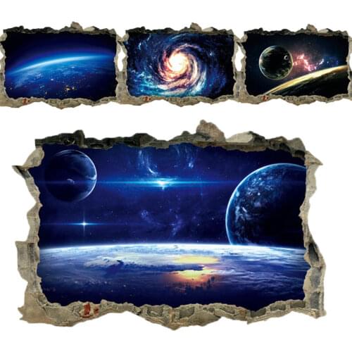 Creative 3D Universe Galaxy Wall Stickers For Ceiling Roof window sticker Mural Decoration Personality Waterproof Floor Sticker