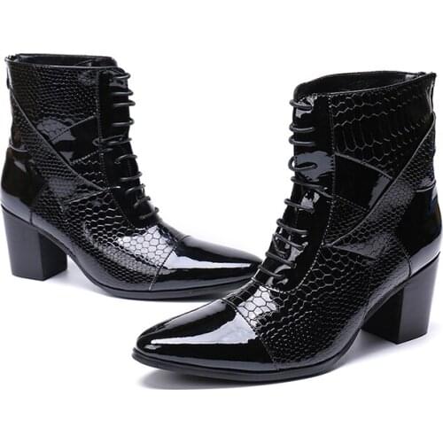 Mens shoes 7CM High Heels botas hombre winter shoes men black genuine leathercombat chelsea boots steel toe military shoes