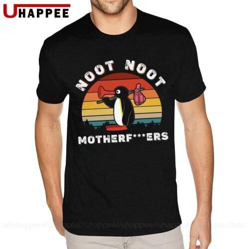 Large Size Noot Noot Pingu T-Shirts Homme Punk Rock Short Sleeves Round Neck Sexy Male Shirts Discount Clothing