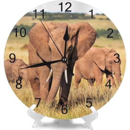 Wall Clock Elephant Animal Numeral Digital Dial Mute Silent non-ticking electronic wall clock Battery Operated for Bedoom