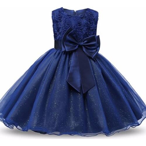 Girls Princess Flower Dress Wedding Birthday Party Baby Dresses Summer Lace Bow Children Clothing