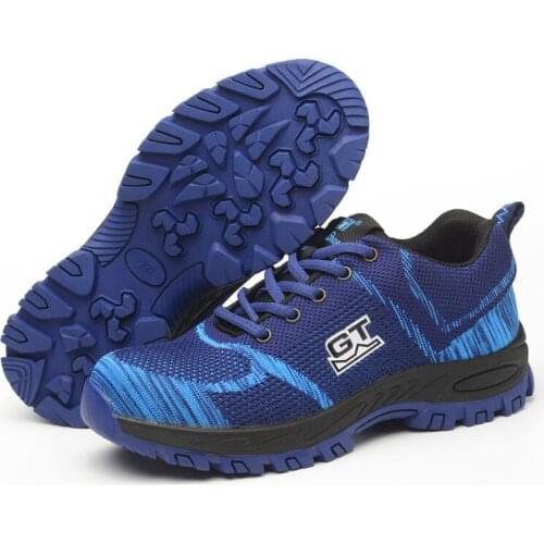 Steel toe cap work shoes summer Flying woven mesh breathable protective shoes boots men Anti-smashing and puncture safety shoes