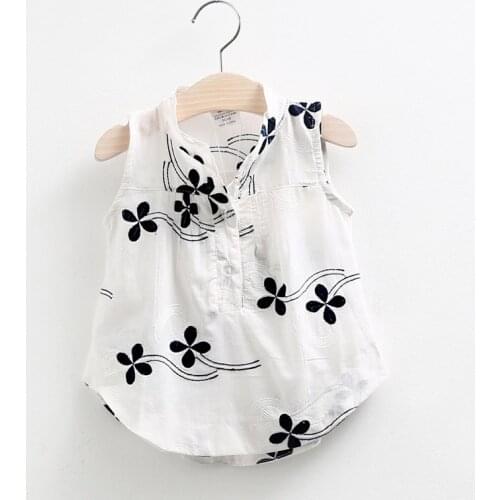 Toddler Girls Shirts Fashion Flower Sleeveless Tank High-quality Cotton Baby Kids Clothing 2 3 4 5 6 7 8 Years Girl Vest Summer